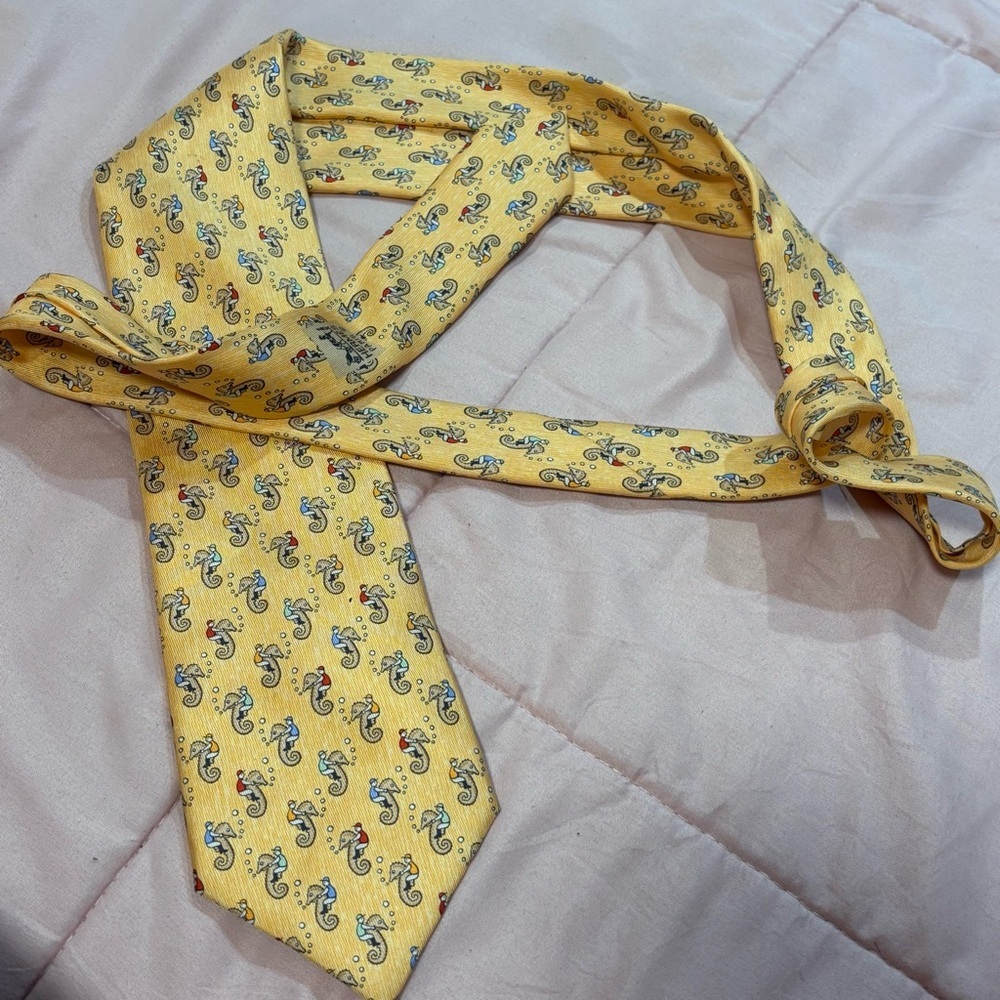 Hermes Yellow Paisley Men's Tie